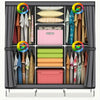 Medium Fabric Canvas Wardrobe With Hang Rail Shelving Clothes Storage Cupboard