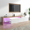 TV Unit Cabinet Stand High-gloss Sideboard with LED Lights Glass Shelves White