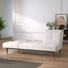 Angle Adjustale Beige Velvet Sofa Bed 3 Seater Click Clack Bed Settee Wooden Leg