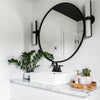 Large Industrial Style Round Wall Mirror Brushed Black Metal Frame 60cm Mirror