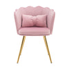 4x Velvet Upholstered Accent Chair Wing Back Armchair w/ Pilows Metal Legs Pink