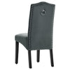 Set of 2/4 Velvet Grey Kitchen Dining Chair High Back Knocker Studded Chairs