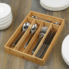 5 Section Bamboo Wooden Cutlery Tray Kitchen Drawer Utensil Organiser & Holder