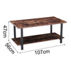 Rustic Wood Coffee Table 2 Tier Retro Living Room Table Steel Leg Home Furniture