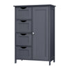 Bathroom Cabinet 4 Drawer Grey Wooden Storage Cupboard Standing Unit LHC41GY
