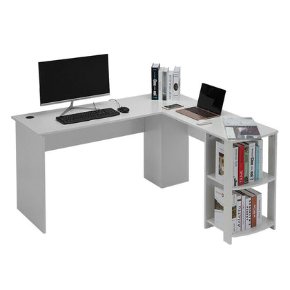 White L-shaped Computer Desk Corner PC Workstation Home Office Study Table