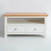 Farrow White TV Unit Stand Small Painted Solid Wood Television Cabinet 90cm Oak