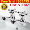Traditional 2Taps Twin Hot Cold Mixer Tap Bath Bathroom Basin Sink Chrome Luxury
