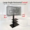 Swivel TV Stand Mount Bracket Cabinet Height Adjustable w/ Glass Shelves