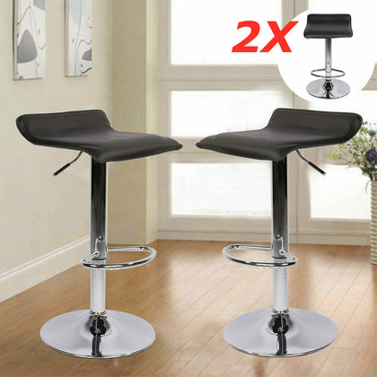 2pc Bar Stools Leather Chairs Breakfast Chairs Swivel Gas Lift Kitchen Cushioned