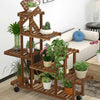 Multi Tier Flower Rack Plant Pot Stand Wood Shelves Bonsai Display Shelf Indoor