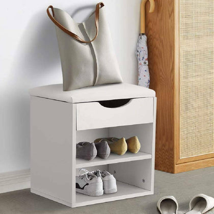 Shoe Storage Bench Cabinet Padded Seat Ottoman Shoes Stool Organizer Stand Unit