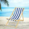 Traditional Stripe Folding Solid Wood Garden Beach Sea Pool Side Chair Deckchair