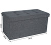 LARGE GREY FOLDING STORAGE OTTOMAN POUFFE FOOT STOOL STORAGE BOX SEAT
