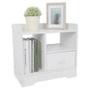 Bedside Table Cabinet Storage Nightstand Bedroom Furniture With Drawer and Shelf