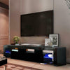 Modern 130cm Front High Gloss TV Stand Unit Cabine LED Light Table Black UK