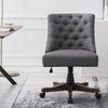Linen Upholstered Swivel Computer Desk Chair Button Back Office Executive Chair