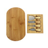 UK Oval Wooden Cheese Board 4 Piece Knife Set with Slide Out Drawer New