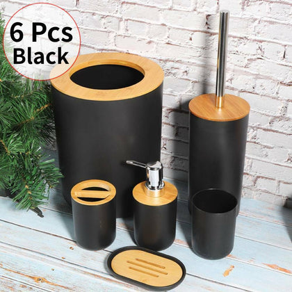 6X Bathroom Accessories Bin Soap Dish Dispenser Toothbrush Tumbler Toilet Brush