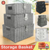 SET OF 3 Storage Baskets Resin Wicker Woven Hamper Tidy Box With Lid & Lock New