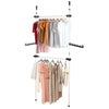2 Poles 2Bars Telescopic Wardrobe Organizer Hanging Clothes Rail Garment Rack UK
