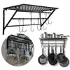 Kitchen Hanging Pot Pan Rack Wall Utensils Storage Shelf Saucepan Holder Hooks