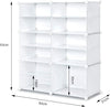 Mondeer 12 Cube DIY Plastic Shoe Storage Cabinet Boxes Cupboard Organizer White