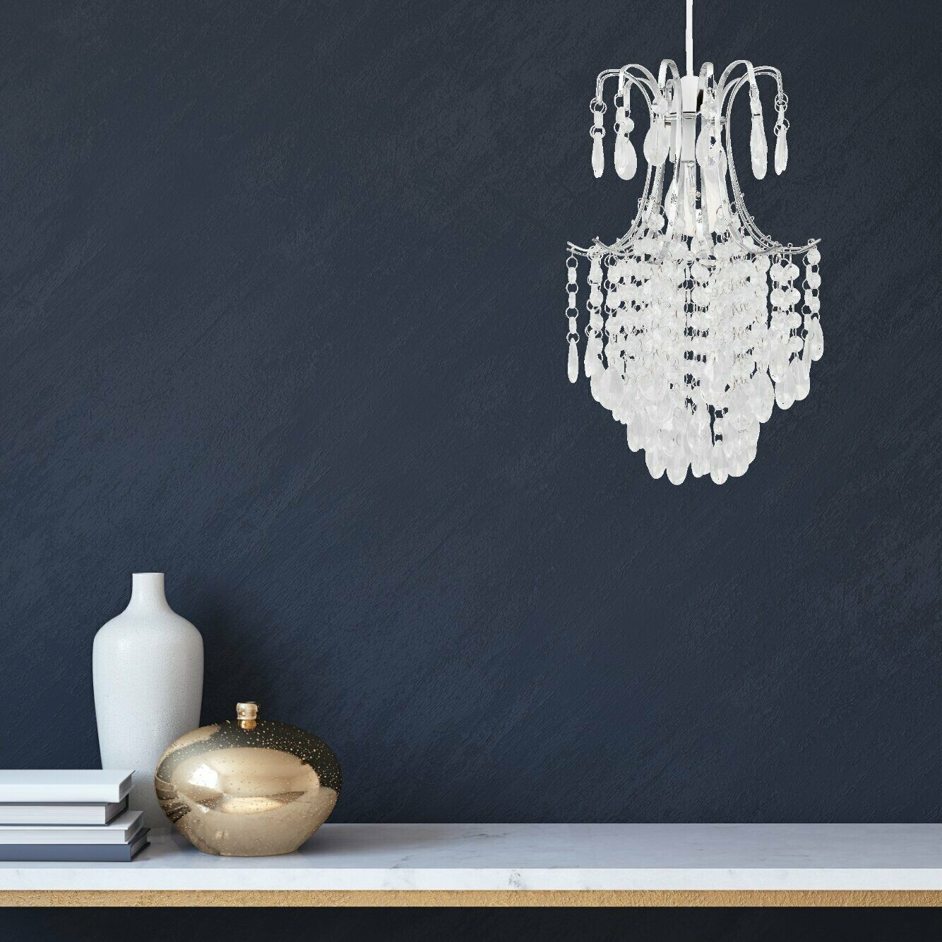 Chandelier Style Easy Fit Ceiling Light Shade Jewelled Lampshade Pendant