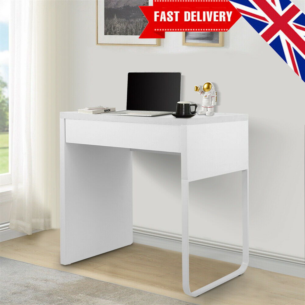 Small White Computer Desk with Drawer Laptop PC Table Home Office Work ...