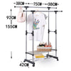 Extendable Clothes Rail Bar Heavy Duty Steel Collapsible Clothes Rack on Wheels