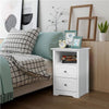 Black Bedside Cabinet with 2 Drawers & Shelf,Nightsta