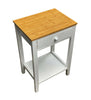 WHITE BEDSIDE TABLE CABINET STORAGE SHELF/DRAWER BEDROOM NIGHTSTAND NATURAL TOP