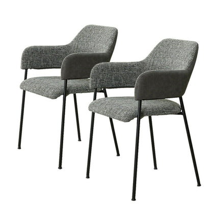 2* Grey Fabric+PU Armchairs Dining Chairs Kitchen Dining Room Modern Office