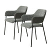 2* Grey Fabric+PU Armchairs Dining Chairs Kitchen Dining Room Modern Office