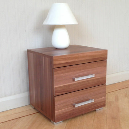 2 Drawer Walnut Effect Bedside Cabinet / Table Bedroom Furniture * BRAND NEW*