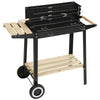 Charcoal Grill Rectangular BBQ Barbecue Steel Outdoor Patio Garden Wheels