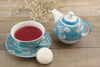 Vintage Floral Pattern New Bone China Tea for One Teapot Cup saucer Set, Teal