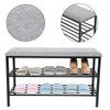 Metal Shoe Rack Bench Shoe Storage Cabinet Organizer Stand Grey Seat Cushion