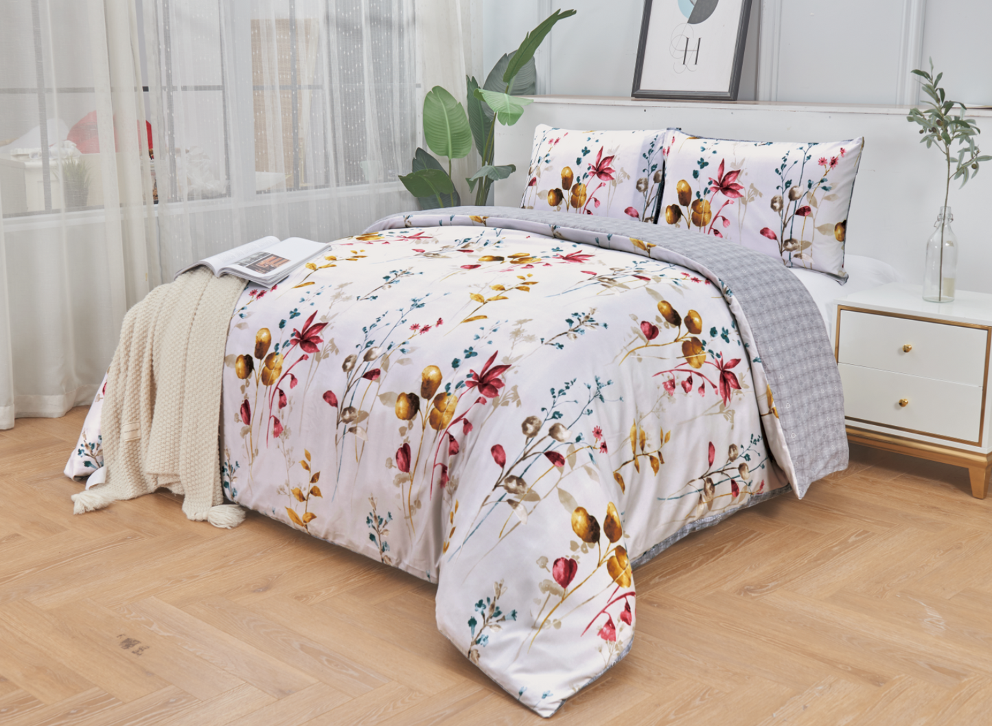 Luxury Floral Duvet Cover Pillowcase Quilt Bedding Sets Single Double King Size