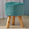 Luxury Padded Wooden Footstool Ottoman Square/Round Pouffe Stool Wood 4 Legs UK