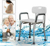 Height Adjustble Shower Seat Aluminium Bathroom Chair Elderly Aid with Arm&Back