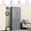 Wood Tall Storage Cabinet 2 Doors Display Organizer Freestanding Pantry Cupboard