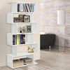 Storage Bookcase 6 Shelves Wood Bookshelf S Shape Home Office