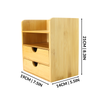 Bamboo Desk Organiser Mini Desk Top Storage 2 Shelves & 2 Drawers M&W
