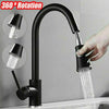 Black Kitchen Sink Taps Pull Out Spray Mixer Single Lever Swivel Spout Brass Tap