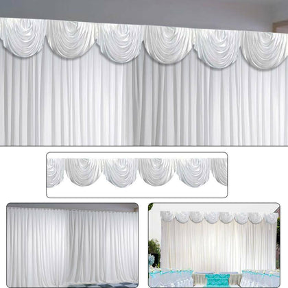 3M X 3M White Wedding Backdrop Stage Photography Background Curtains With Swag
