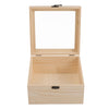 Natural Finish Wooden Chest Storage Box Memory Keepsake Box DIY Hinged Glass Lid