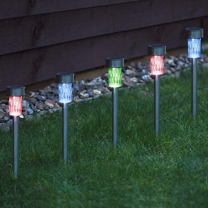 10 Colour Changing Solar Led Garden Post Stick Lights Outdoor Pathway Lamp Patio