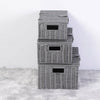 Set of 3 Storage Basket Resin Wicker Woven Hamper Box With Lid & Lock Stackable