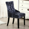 2/4Premium Crushed Velvet Dining Chair Pull Ring Knocker Button Tufted Wing Back